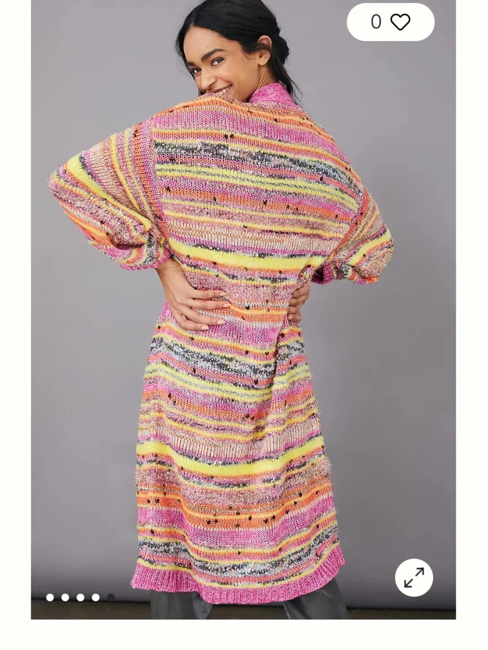Anthropologie Pink Multi-Color Long Open Cardigan Juliette - Picture 5 of 9